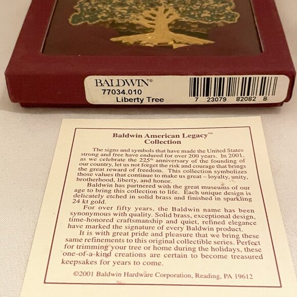 LIBERTY TREE 77034.010 2001 Baldwin Brass American Legacy Ornament VTG - Picture 2 of 5